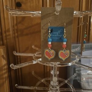 Jelly's Jewelry and Boutique Handcrafted Heart Earrings with Colorful Accents